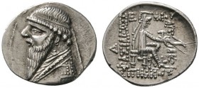 Persia. Arsakiden (Parther). Mithradates II. 123-88 v. Chr. Drachme -Ekbatana-. Büste mit Diadem nach links / Arsakes mit Bogen auf Thron nach rechts....