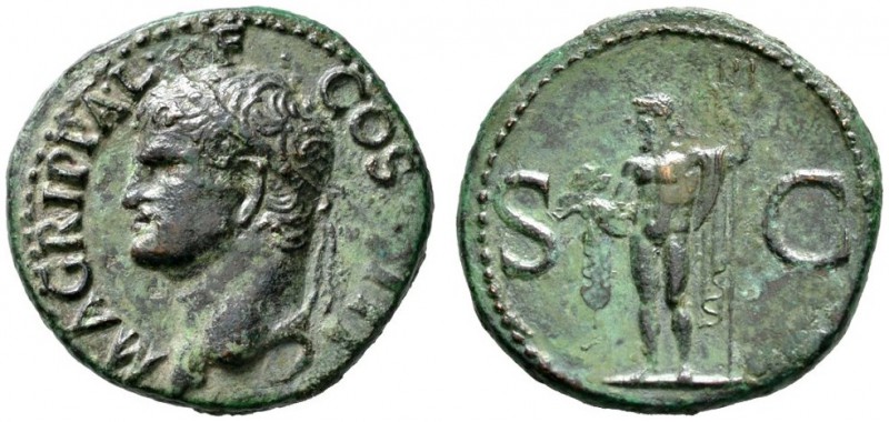 Kaiserzeit. Agrippa †12 v. Chr. As (unter Caligula) 37/41 -Rom-. M AGRIPPA LF CO...