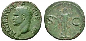 Kaiserzeit. Agrippa †12 v. Chr. As (unter Caligula) 37-41 -Rom-. Ähnlich wie vorher. RIC 58. 10,48 g grüne Patina, Revers mit minimalen Auflagen, gute...
