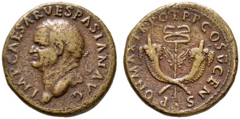 Kaiserzeit. Vespasianus 69-79. Dupondius 74 -Rom oder Antiochia-. IMP CAESAR VES...