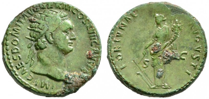 Kaiserzeit. Domitianus 69-96 (ab 81 Augustus). Dupondius 92/94 -Rom-. IMP CAES D...