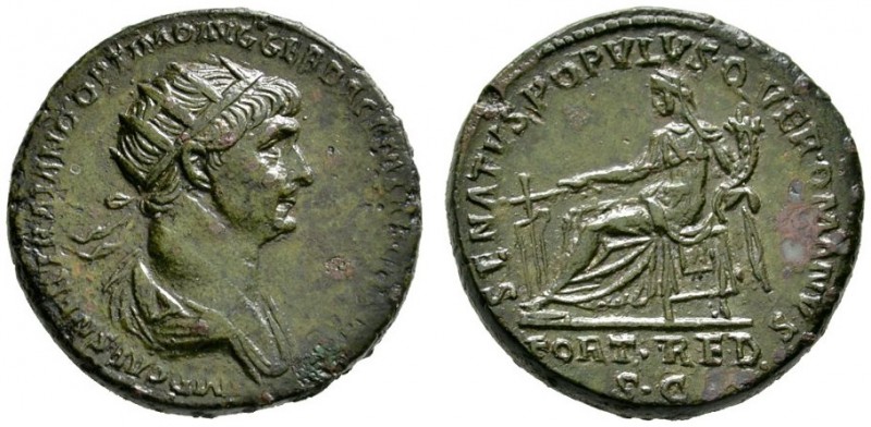 Kaiserzeit. Traianus 98-117. Dupondius 114/117 -Rom-. IMP CAES NER TRAIANO OPTIM...