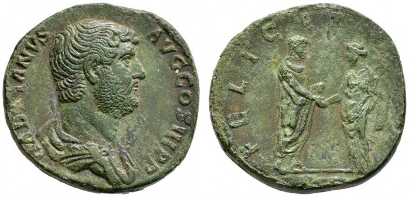 Kaiserzeit. Hadrianus 117-138. Sesterz 134-138 -Rom-. HADRIANVS AVG COS III P P....