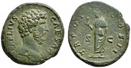 Kaiserzeit. Aelius Caesar 136-138. Dupondius oder As 137 -Rom-. L AELIVS CAESAR. Bloße Büste nach rechts / TR POT COS II. Spes mit Blume in der Rechte...