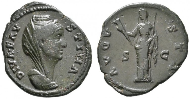 Kaiserzeit. Faustina maior †141, Gemahlin des Antoninus Pius. Dupondius (Diva Fa...