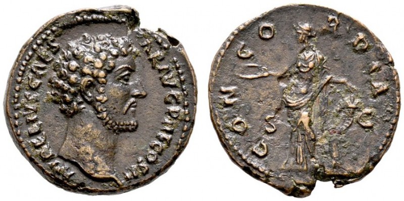 Kaiserzeit. Marcus Aurelius Caesar 138-161. Dupondius 145 -Rom-. AVRELIVS CAESAR...