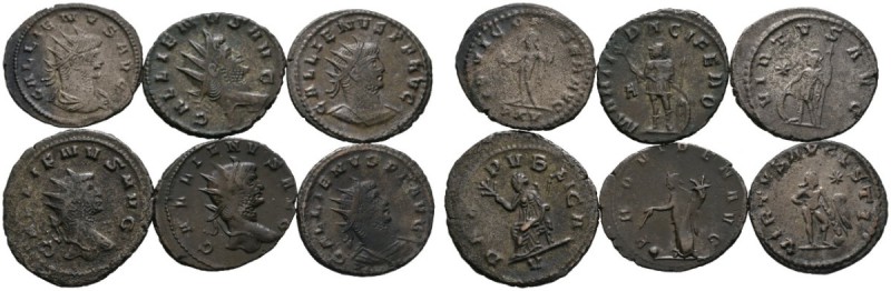 Kaiserzeit. Gallienus 253-268. Lot (6 Stücke): Antoniniane -Rom- bzw. -Antiochia...