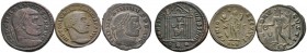 Kaiserzeit. Maximinus II. Daia 305-309-313. Lot (3 Stücke): Folles -Alexandria- bzw. -Siscia-. Belorbeerte Büste nach rechts / Genius nach links stehe...