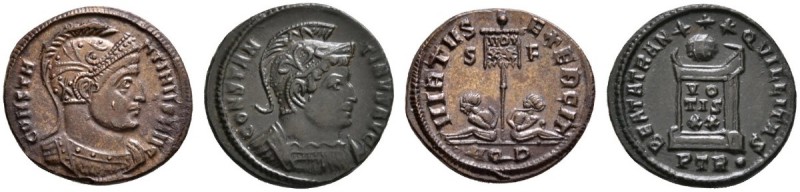 Kaiserzeit. Constantinus I. der Grosse 307-337. Lot (2 Stücke): Folles. Behelmte...