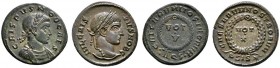 Kaiserzeit. Crispus Caesar 316-326. Lot (2 Stücke): Folles -Aquileia-. Belorbeerte Panzerbüste nach rechts / Schrift im Kranz (RIC 89, 3,10 g) sowie B...