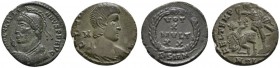 Kaiserzeit. Julianus II. 360-363. Lot (2 Stücke): Bronzemünzen. AE-20 mm -Sirmium-. Behelmte Panzerbüste mit Speer und Schild nach links / Schrift im ...