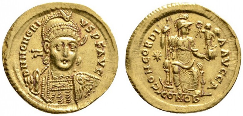 Kaiserzeit. Honorius 393-423. Solidus 408/420 -Constantinopolis-. D N HONORIVS P...