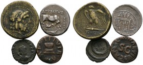 4 Stücke: GRIECHEN. ILLYRIA, Dyrrhachion ca. 2. Jh. v.Chr. (3,30 g) sowie MYSIA-PERGA­MON, Bronzemünze (22 mm) ca. 150 v.Chr. (7,85 g); RÖMER. Augustu...