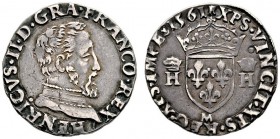 Frankreich-Königreich. Charles IX. 1560-1574. Demi Teston 1561 -Toulouse-. 2e Type. Prägung im Namen Henri II. Dupl. 1051, Ciani -, Laf. 883. selten i...