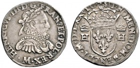 Frankreich-Königreich. Henri III. 1574-1589. Teston 1576 -Toulouse-. Dupl. 1126, Ciani 1414, Laf. 966. selten in dieser Erhaltung, feine Patina, sehr ...