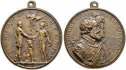 Frankreich-Königreich. Henri IV. 1589-1610. Tragbare Bronzemedaille 1603 von G. Dupré. Brustbild des Königs und seiner Gemahlin Maria von Medici nach ...