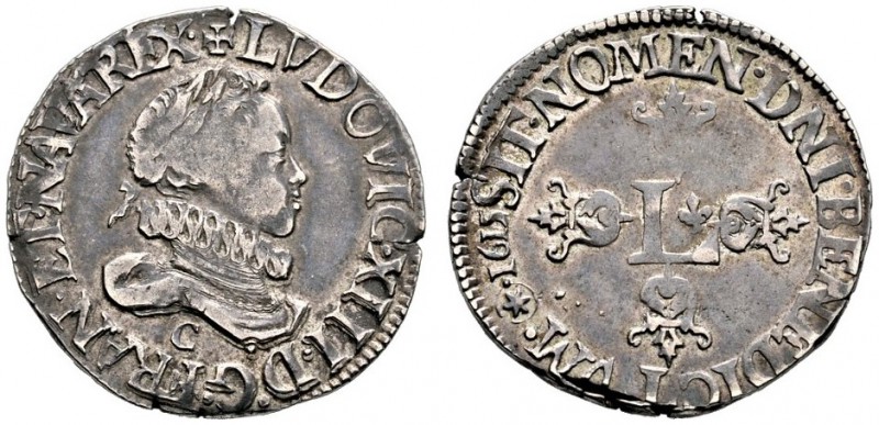 Frankreich-Königreich. Louis XIII. 1610-1643. Demi Franc 1615 -Saint-Lo-. 4e Typ...
