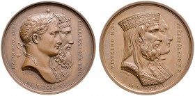 Frankreich-Königreich. Napoleon I. 1804-1815. Bronzemedaille 1806 von Andrieu, auf das Bündnis mit Sachsen. Die Büsten von Napoleon und Karls des Groß...