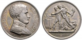 Frankreich-Königreich. Napoleon I. 1804-1815. Silbermedaille 1814 von Brenet, auf seine Abdankung. Brustbild in Uniform nach rechts / Napoleon, von ei...