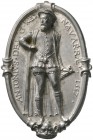 Frankreich-Navarra. Anton de Bourbon 1555-1562, Vater König Heinrichs IV. von Frankreich. Einseitige, hochovale Zinnmedaille 1557 unsigniert. Im verzi...