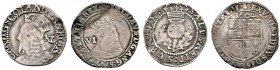 Großbritannien. James I. 1603-1625. Lot (2 Stücke): Sixpence 1604 (Spink 2657). Dazu: Charles I. 1625-1648, Forty Pence o.J. für SCHOTTLAND. leicht ge...