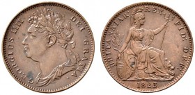 Großbritannien. George IV. 1820-1830. Cu-Farthing 1823. Spink 3822. vorzüglich-prägefrisch