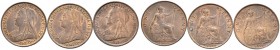 Großbritannien. Victoria 1837-1901. Lot (3 Stücke): Cu-Penny 1896, 1899 und 1900. Spink 3961. vorzüglich, vorzüglich-prägefrisch