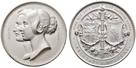 Großbritannien. Victoria 1837-1901. Silbermedaille 1840 von W. Wyon, auf die Vermählung Victorias mit Prinz Albert von Sachsen- Coburg-Gotha. Die Büst...