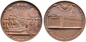 Großbritannien. Victoria 1837-1901. Bronzemedaille 1844 von J. Davis, auf die Eröffnung der Royal Exchange. Gebäudeansicht, darüber Wappen, im Abschni...