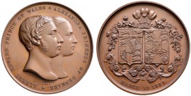 Großbritannien. Victoria 1837-1901. Bronzemedaille 1863 von L.C. Wyon, auf die Hochzeit des Herzogs von Albany, Albert Eduard mit Alexandra, Prinzessi...