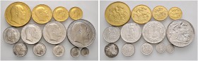 Großbritannien. Edward VII. 1901-1910. 13-teiliges Matte Proof Set (Specimen Coins) 1902 auf die Krönung des Königs zu 5 und 2 Pounds sowie 1 und 1/2 ...