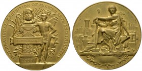 Großbritannien. Edward VII. 1901-1910. Vergoldete Bronzemedaille 1909 von L.E. Mouchon, auf die Internationale Ausstellung für moderne Kunst und Indus...