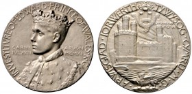 Großbritannien. George V. 1910-1937. Mattierte Silbermedaille 1911 von W. Goscombe John, auf die Amtseinführung von Edward, Prince of Wales. Dessen ge...