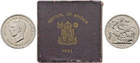 Großbritannien. George VI. 1937-1953. Crown 1951. Festival of Britain Crown. Mit Randschrift. Spink 4111. mit Beschreibungszettel in der originalen Pa...