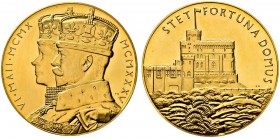 Großbritannien. George VI. 1937-1953. Große Goldmedaille 1953 von P. Metcalfe, auf das 25-jährige Regierungsjubiläum. Die gekrönten Brustbilder des Kö...