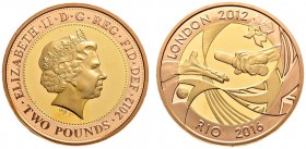 Großbritannien. Elizabeth II. seit 1953. 2 Pounds 2012. Übergabe der Olympischen Spiele London 2012 an Rio 2016 - "London & Rio Olympic Handover". Bic...