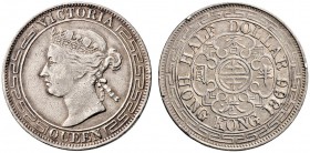 Hongkong (Britisch). Victoria 1837-1901. 1/2 Dollar 1866. KM 8. sehr selten, kleine Randfehler, sehr schön