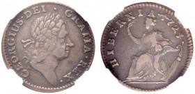 Irland. Georg I. 1714-1727. Cu-1/2 Penny 1724 -Bristol-. William Wood's Coinage. Variante mit Punkt nach der Jahreszahl. S. 6601, D/F 520. In Plastikh...