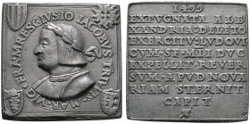Italien. Quadratische Bleimedaille 1499 von Christoforo Caradosso Foppa (unsigniert), auf Gian Giacomo Trivulzio (1441-1518, Marschall von Frankreich,...