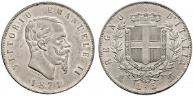 Italien-Königreich. Victor Emanuel II. 1861-1878. 5 Lire 1871 -Mailand-. Pagani 492, Dav. 140. leichte Kratzer auf dem Avers, vorzüglich-prägefrisch...