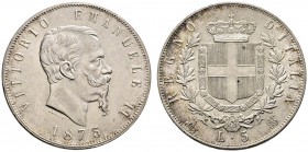 Italien-Königreich. Victor Emanuel II. 1861-1878. 5 Lire 1875 -Mailand-. Pagani 496, Dav. 140. selten in dieser Erhaltung, winzige Kratzer, vorzüglich...