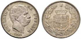 Italien-Königreich. Umberto I. 1878-1900. Lira 1899 -Rom-. Pagani 606. selten in dieser Erhaltung, feine Tönung, fast Stempelglanz