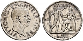 Italien-Königreich. Victor Emanuel III. 1900-1946. 20 Lire 1927 (A. VI). Pagani 672, Dav. 145. sehr schön