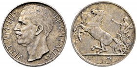 Italien-Königreich. Victor Emanuel III. 1900-1946. 10 Lire 1927 -Rom-. Pagani 692. feine Patina, minimale Randfehler und Kratzer, vorzüglich-prägefris...