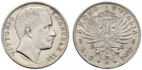 Italien-Königreich. Victor Emanuel III. 1900-1946. 2 Lire 1907 -Rom-. Pagani 731. selten in dieser Erhaltung, winzige Kratzer, vorzüglich-prägefrisch...