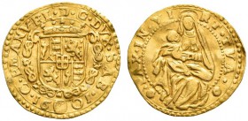 Italien-Savoyen. Carlo Emanuele I. 1580-1630. Ducato 1601 -Turin-. Gekrönter Wappenschild / Madonna mit Kind. Cudazzo 587a, Simon. 18/1, Fr. 1056. 3,4...