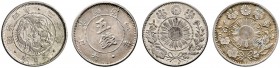 Japan. Mutsuhito - Periode Meiji 1868-1912. Lot (2 Stücke): 5 und 20 Sen Meiji 4 (1871). Jac.-Verm. T2, V3, Y. 3, 6.2. seltene Erhaltungen, vorzüglich...