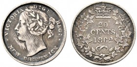 Kanada-New Brunswick. 20 Cents 1862. KM 9. feine Patina, gutes sehr schön