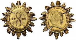 Mexiko. Augustin I. Iturbide 1822-1823. Bronze-vergoldetes Bürgermeisterzeichen 1823. Büste nach rechts / "NO - 8 - DO". Fonrobert -. 34,5 x 37 mm, 13...