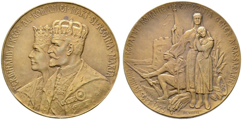Rumänien. Ferdinand I. 1914-1927. Bronzemedaille 1925 von C. Kristescu, auf die ...